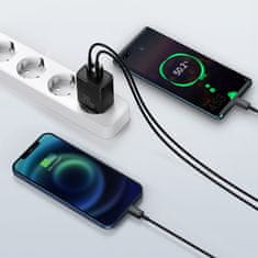 BASEUS síťová nabíječka, USB-C, USB-A, 20W, čierna