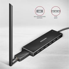 AXAGON HUE-F7A, 7x USB 3.2 Gen 1, ALU FLAT CHARGING hub, micro USB, kábel USB-A 1m