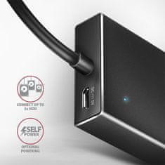 AXAGON HUE-F7C, 7x USB 3.2 Gen 1, ALU FLAT CHARGING hub, micro USB, kábel USB-C 30cm