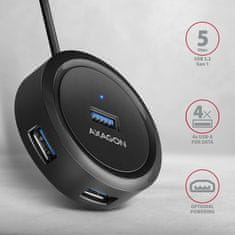 AXAGON HUE-P1AL 4x USB 3.2 Gen 1 ROUND hub, micro USB, kábel USB-A 1,2m