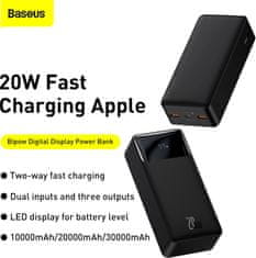 BASEUS powerbanka s digitálním displejem Bipow, 30000mAh, 20W, čierna