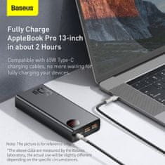 BASEUS powerbanka s digitálním displejem Adaman Metal QC + PD, 20000mAh, 65W, čierna +