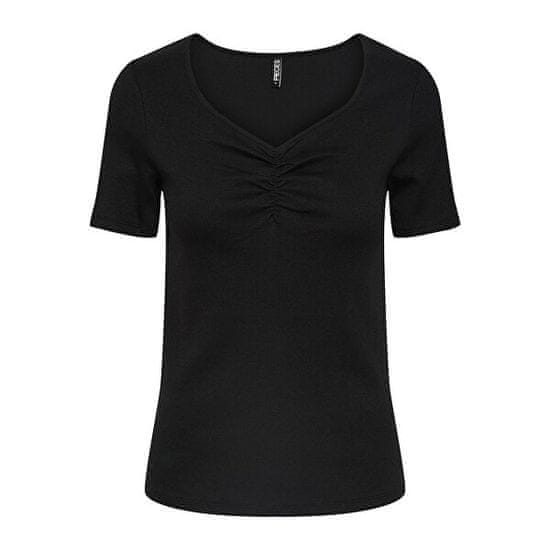 Pieces Dámske tričko PCTANIA Slim Fit 17135430 Black