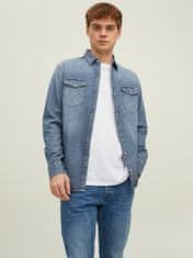 Jack&Jones Pánska košeľa JJESHERIDAN Slim Fit 12138115 Medium Blue Denim (Veľkosť M)