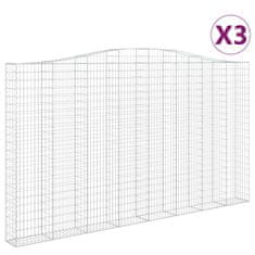 Vidaxl Oblúkový gabionový kôš 3 ks 400x30x220/240cm pozinkované železo