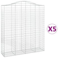 Vidaxl Oblúkový gabionový kôš 5 ks 200x50x220/240cm pozinkované železo