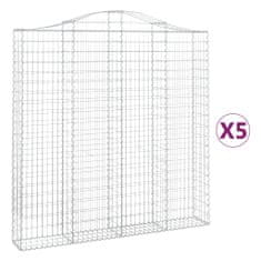 Vidaxl Oblúkový gabionový kôš 5 ks 200x30x200/220cm pozinkované železo