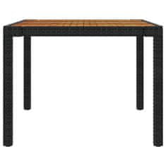 Petromila vidaXL Záhradný stôl 190x90x75 cm polyratan a akáciové drevo čierny