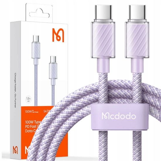 Mcdodo Mcdodo Výkonný superrýchly USB-C Pd 100W 1,2M fialový kábel CA-3672