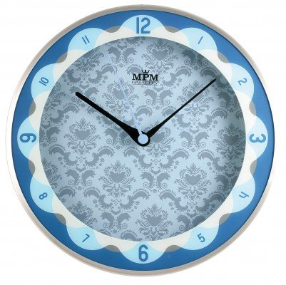 MPM QUALITY Nástenné hodiny, 2525.7030 - strieborná/modrá, 30cm