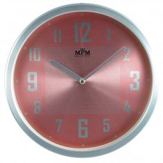 MPM QUALITY Nástenné hodiny, 2825.7023 - strieborná/ružová, 25cm