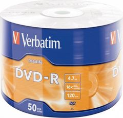 VERBATIM DVD-R DataLife 4,7GB/ 16x/ 50pack/ wrap