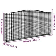 Vidaxl Oblúkové gabiónové koše 6ks 400x30x180/200cm pozinkované železo