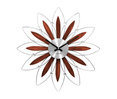 LAVVU Drevené strieborné hodiny LAVVU CRYSTAL Flower LCT1111, 50cm