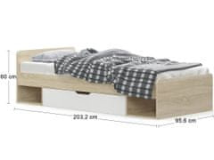 nabbi Jednolôžková posteľ s roštom Tavir 90 90x200 cm - dub sonoma / biela