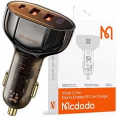 Mcdodo MCDODO NABÍJAČKA DO AUTA USB/USB-C PD 100W LCD CC-2300