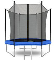 Aga Sport Fit Trampolína 250 cm Modrá + vnútorná ochranná sieť + rebrík