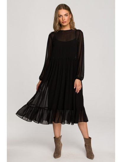 Style Stylove Dámske midi šaty Annada S319 čierna