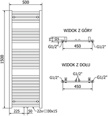 Mexen Hades, vykurovacie teleso 1500x500 mm, 547 W, chrómová, W104-1500-500-00-01