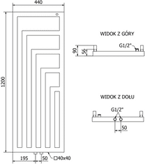 Mexen Alaska, vykurovacie teleso 1216x440 mm, 549 W, čierna, W205-1216-440-00-70