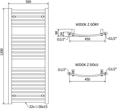 Mexen Helios, vykurovacie teleso 1200 x 500 mm, 448 W, chrómová, W103-1200-500-00-01