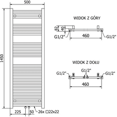 Mexen Pluton vykurovacie teleso 1450 x 500 mm, 712 W, čierna, W106-1450-500-00-70