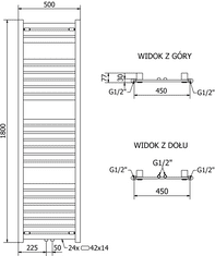 Mexen Uran, vykurovacie teleso 1800x500 mm, 790 W, antracitová, W105-1800-500-00-66