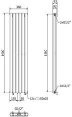 Mexen Dallas, vykurovacie teleso 1600 x 360 mm, 1039 W, biela, W214-1600-360-00-20