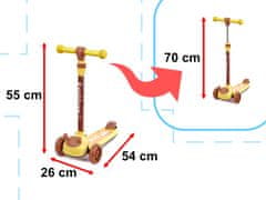 KIK Kolobežka trojkolesová LED svietiace kolesá do 40kg žltohnedá