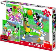 DINO Puzzle MICKEY a MINNIE športovci 3x55 dielikov