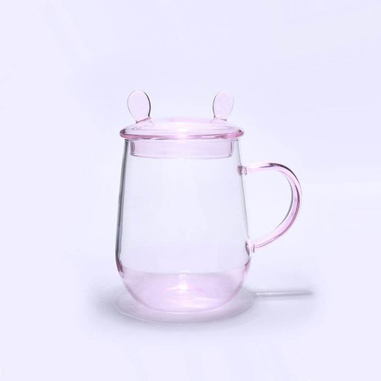 Ty Glass Hrnček s jedným sklom a viečkom - pink