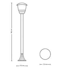 Philips Záhradná lampa LED E27 CREEK stojaci stĺp 100cm 