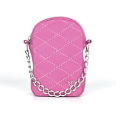 VegaLM Kožená malá kabelka na mobil a doklady v ružovej farbe