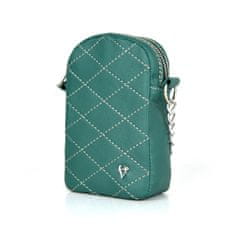 VegaLM Kožená malá kabelka na mobil a doklady v tmavo zelenej farbe