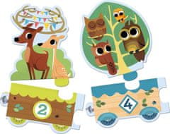 Djeco Puzzle Vlak so zvieratkami a číslami 20 dielikov