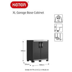 Petromila vidaXL Keter Nízka skladovacia skrinka Garage XL čierno-strieborná 99 cm