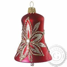 Decor By Glassor Vianočný zvonček červený platinový kvet