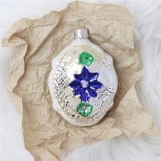Decor By Glassor Ozdoba medailón s modrým kvetom
