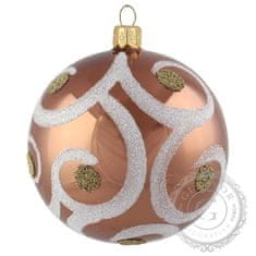 Decor By Glassor Vianočná guľa hnedá s dekorom