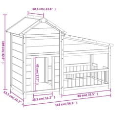 Vidaxl Koterec pre psa hnedý 143x60,5x109 cm borovicový masív