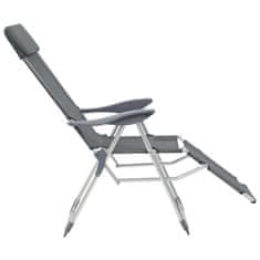 Petromila vidaXL Skladacie kempingové stoličky s opierkami nôh 2ks sivé textilén