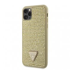 Guess  Rhinestones Triangle Metal Logo zadný kryt pre iPhone 11 Pro Max zlatý