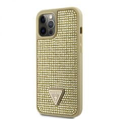 Guess Zadný kryt Rhinestones Triangle Metal Logo na iPhone 12 Pro Max zlatý