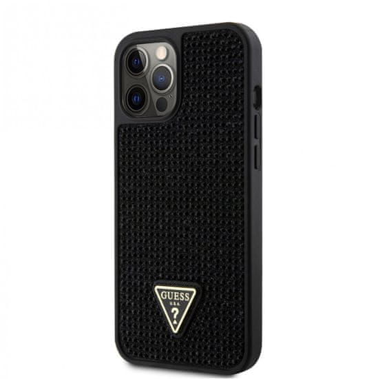 Guess  Rhinestones Triangle Metal Logo zadný kryt pre iPhone 12 Pro Max čierny