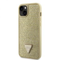 Guess Zadný kryt Rhinestones Triangle Metal Logo na iPhone 14 gold