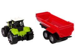 Lean-toys Zelený traktor s červeným zvukom prívesu