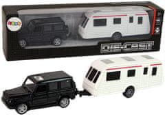 Lean-toys Sada vozidiel Jeep Black Caravan Kovové diely