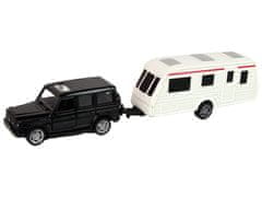 Lean-toys Sada vozidiel Jeep Black Caravan Kovové diely