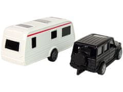 Lean-toys Sada vozidiel Jeep Black Caravan Kovové diely