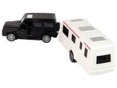 Lean-toys Sada vozidiel Jeep Black Caravan Kovové diely